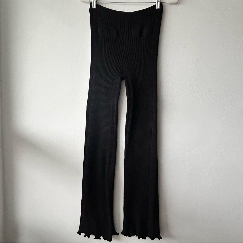 Paco Rabanne Ribbed Knit Flared Trousers in black - Picture 5 of 16